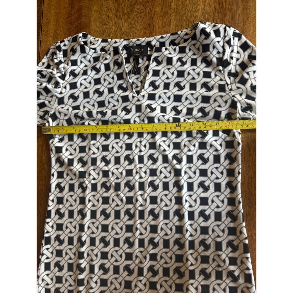 Laundry by Design Black White Chain Print Shift Dress Size 2 - Picture 5 of 9